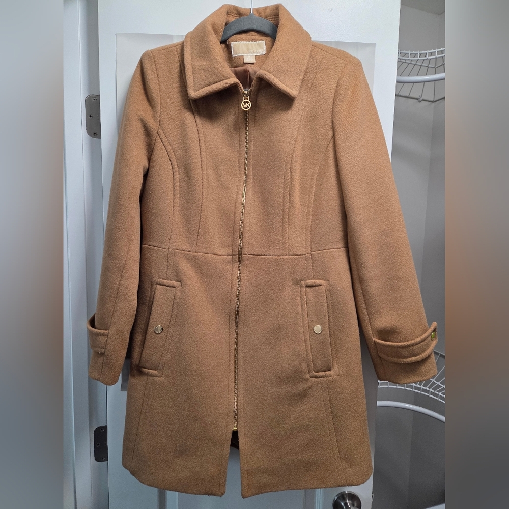 MICHAEL Michael Kors Camel  Trench Coat With Detachable Hood